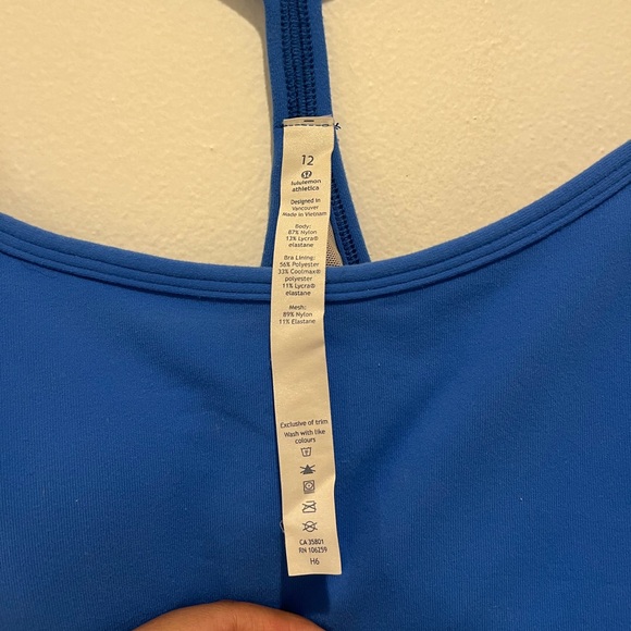 Lululemon Blue Power Y Tank Top Size 12 - Picture 4 of 7